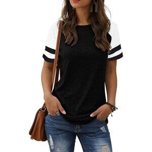 Women's black and white colorblock Shirt - Size L